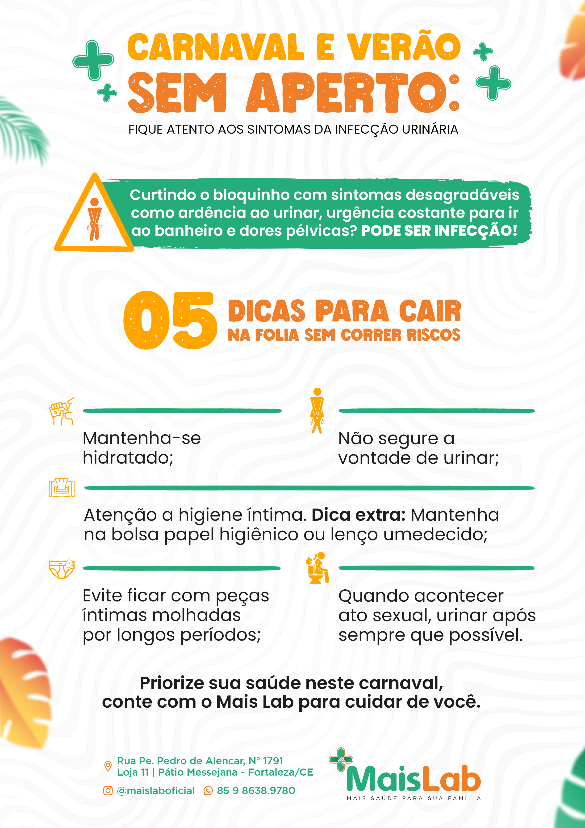 5 ideias de títulos:
1. Infecção Urinária: Guia Completo de Sintomas e Alívio Rápido
2. Remédios Caseiros e Naturais para Combater a Infecção Urinária
3. Quando Procurar um Médico: Sinais de Alerta da Infecção Urinária
4. Prevenção de Infecção Urinária: Dicas Essenciais para o Dia a Dia
5. Entenda a Infecção Urinária: Causas
