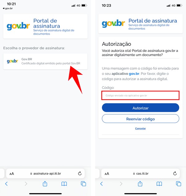 assinar documento pelo gov