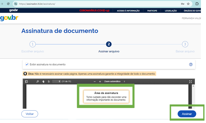 assinar documento pelo gov