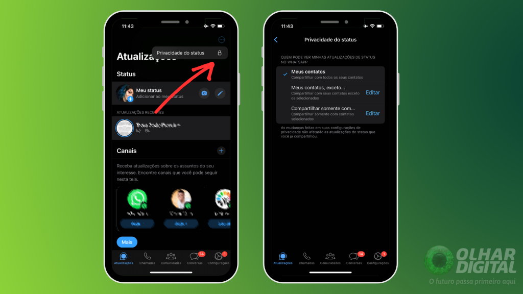 colocar música no status do whatsapp