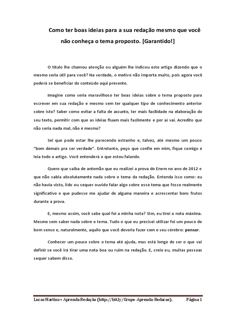 5 ideias de títulos:
1. Desvendando a Introdução Perfeita: Guia Completo para Começar sua Redação
2. Do Zero à Tese: Estratégias Infalíveis para uma Introdução Impactante
3. Frases que Transformam: Como Iniciar sua Redação com Confiança
4. Alusão