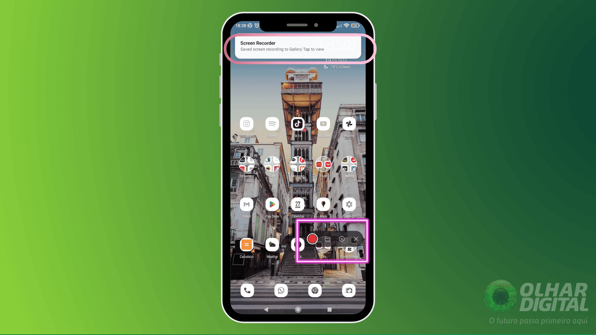 gravar a tela do celular