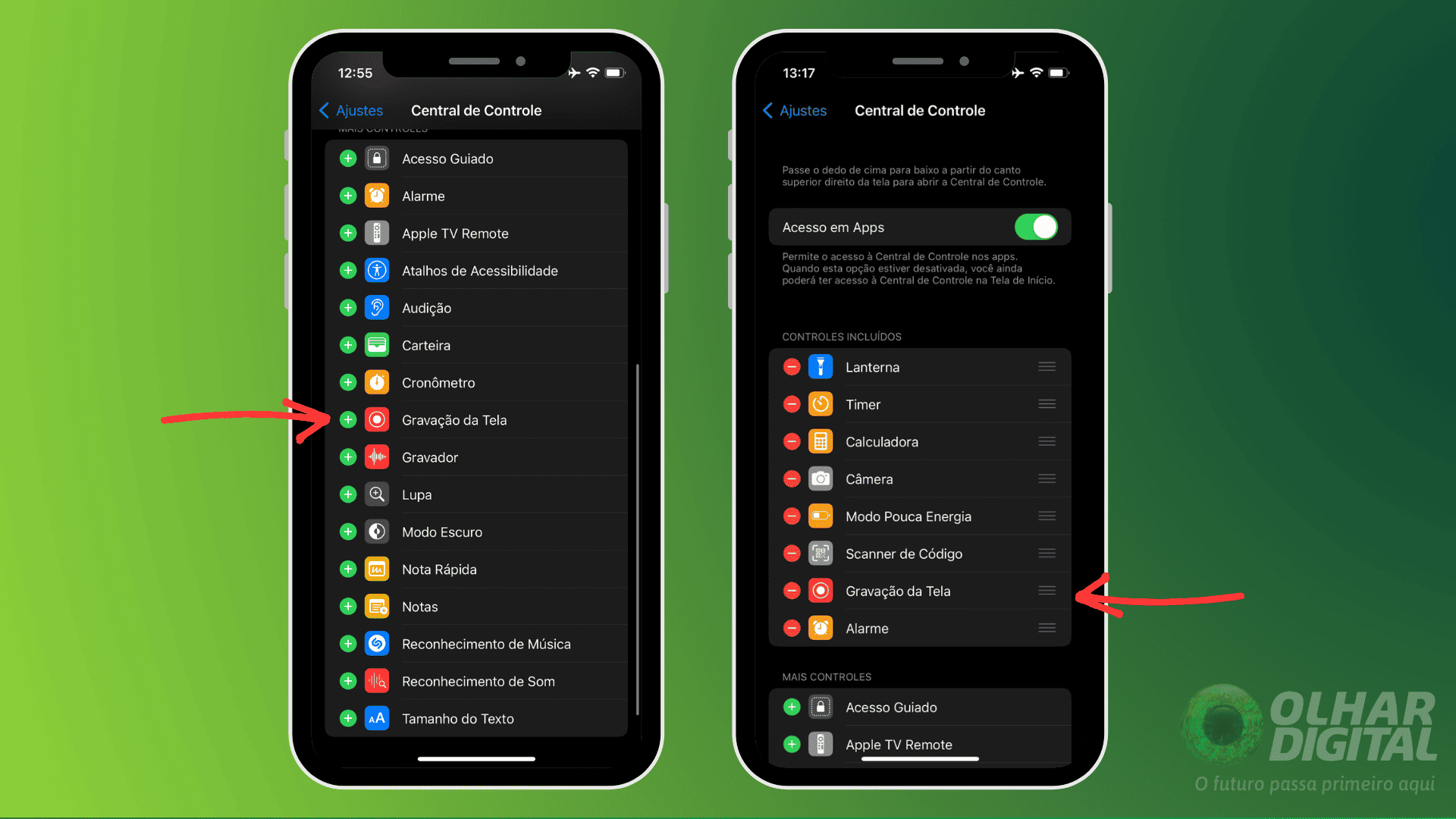 gravar a tela do iphone
