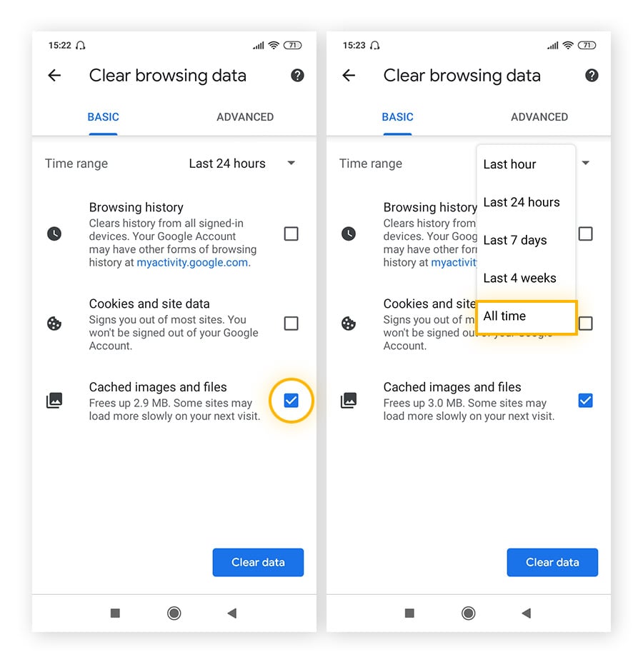limpar o cache do celular
