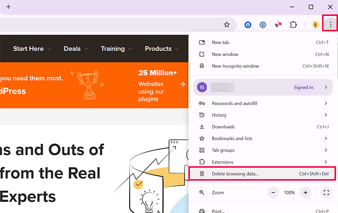limpar o cache do navegador