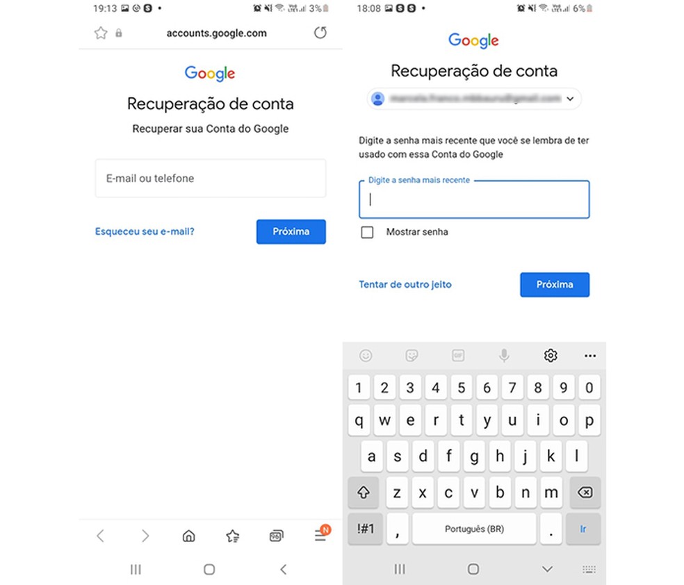 recuperar conta do google