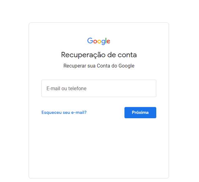 Como recuperar minha conta Google se esqueci a senha?