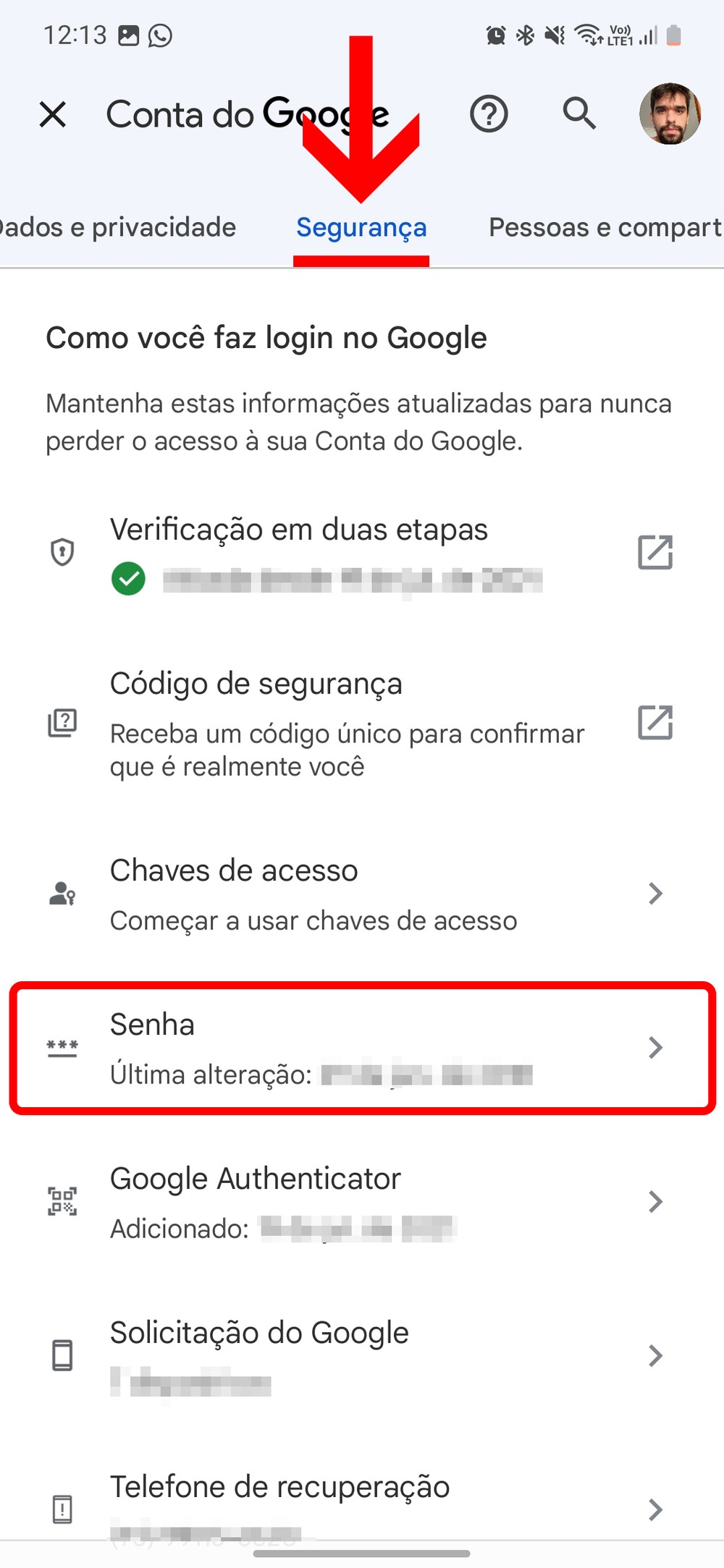 recuperar senha do gmail