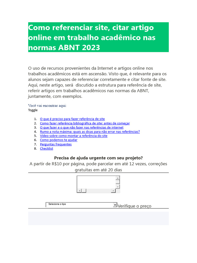 referenciar site
