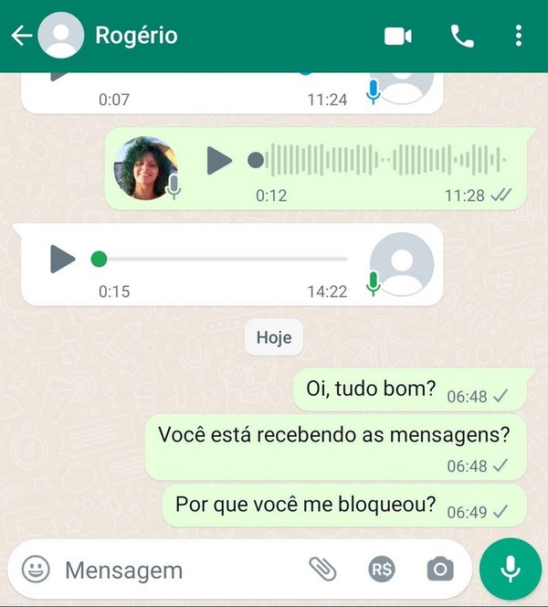 saber se estou bloqueada no whatsapp
