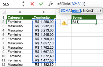 somar no excel