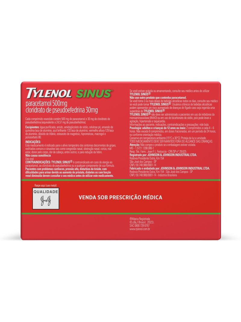 5 ideias de títulos:
1. Tylenol Sinus: Guia Completo de Uso e Dosagem
2. Alívio Rápido para Sinusite: Como o Tylenol Sinus Funciona?
3. Tylenol Sinus e Seus Riscos: Quem Não Deve Usar?
4. Interações Medicamentosas do Tylenol Sinus: O Que Você Precisa Saber
5. Tylenol Sinus vs. Outros Descongestionantes: Qual a Diferença?